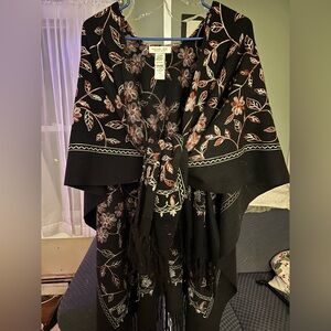 Rachel Zoe Black Poncho with beautiful embroidery